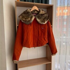 Belstaff Women's Faux Fur Collar Jacket - Orange